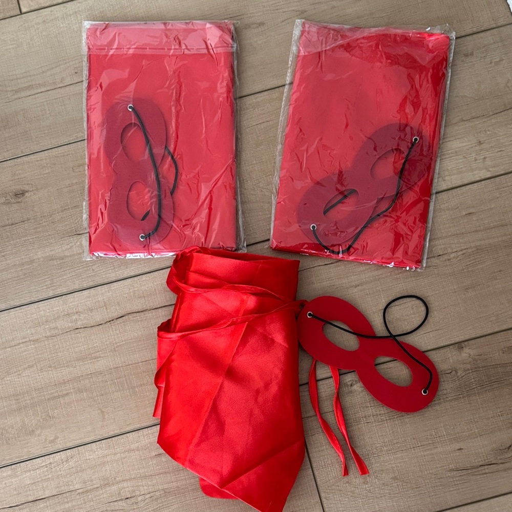 Red Superhero Capes and Masks 3 pack Set